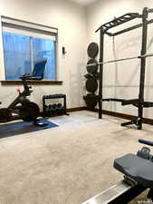 Basement bedroom set up as a gym