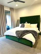 Main level en-suite bedroom with private covered patio.
