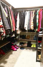 Spacious walk-in closet in basement bedroom