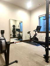Basement bedroom set up as a gym