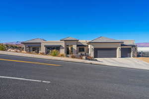 Prairie-style home with a garage