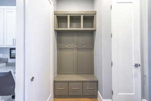 Mudroom featuring light hardwood / wood-style flooring