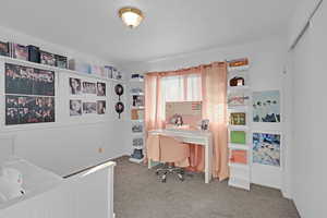 Bedroom with carpet