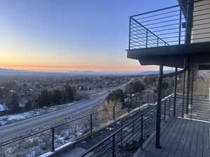 View of deck at dusk