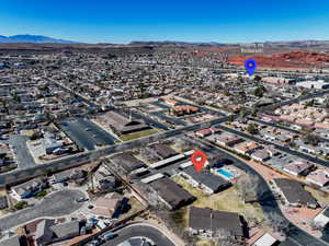 Aerial view featuring a mountain view