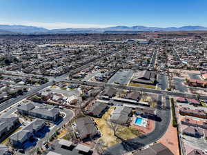 Drone / aerial view with a mountain view