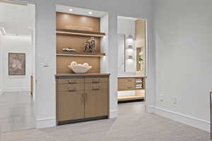 Interior space featuring baseboards, carpet flooring, and recessed lighting