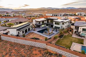 Aerial view with a residential view and a mountain view