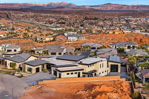 Aerial view featuring a residential view and a mountain view