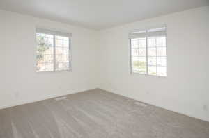 Carpeted spare room with plenty of natural light