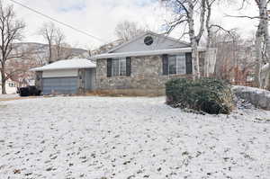 View of front of home with a garage