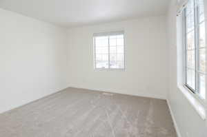 Carpeted spare room featuring plenty of natural light