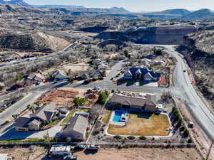 Aerial view featuring a mountain view