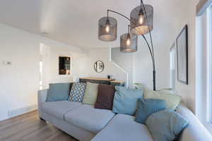 Living room featuring light wood-type flooring