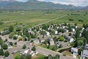 Aerial view featuring a mountain view