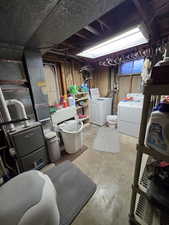 Basement with washer and dryer