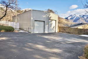 Garage with a mountain view