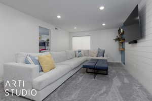 View of carpeted living room