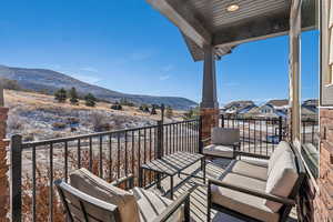 Balcony with a mountain view