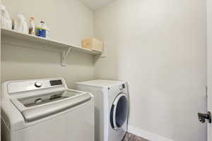 Laundry room featuring washer and dryer