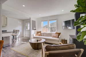 Living room featuring light wood-type flooring