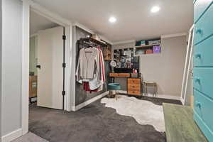 Spacious closet with carpet