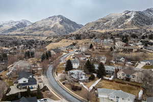 Aerial view with a mountain view