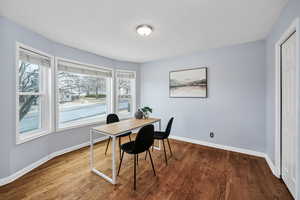 Home office featuring wood-type flooring