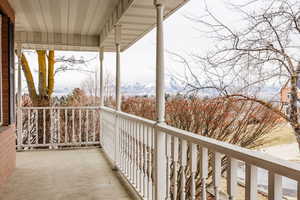 Balcony with a mountain view