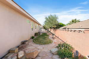 View of yard with a patio and a fenced backyard