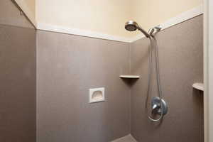 Room details featuring a shower