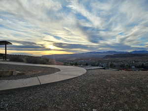 Exterior space featuring a mountain view