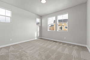 Carpeted empty room featuring a healthy amount of sunlight