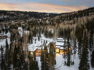 Dock area with a wooded view