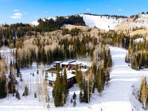 View of home's community with a view of trees and a mountain view