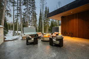 View of patio / terrace featuring an outdoor fire pit