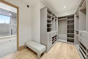 Spacious closet featuring light wood finished floors