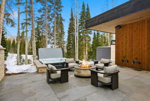 View of patio / terrace featuring a fire pit
