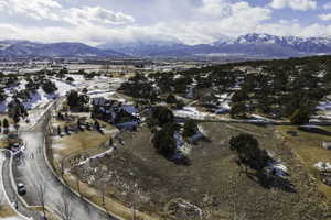 Aerial view with a mountain view