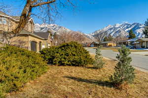 View of yard featuring a mountain view