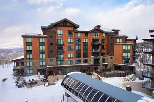 View of snow covered building