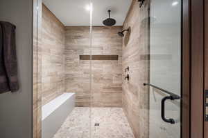 Bathroom with an enclosed shower