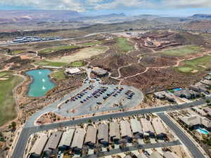 Aerial view featuring a water and mountain view