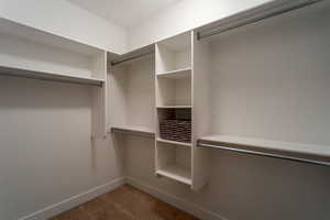 Walk in closet with carpet