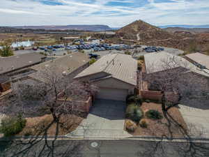 Drone / aerial view with a mountain view