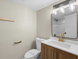 Bathroom featuring vanity and toilet