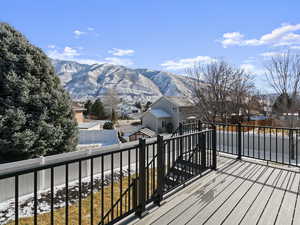 Wooden terrace with a mountain view