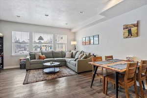 Living room featuring dark hardwood / wood-style floors