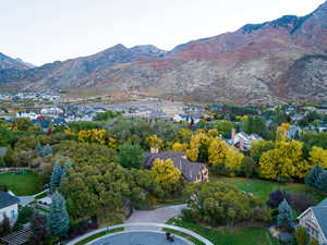 Bird's eye view with a mountain view