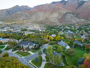 Drone / aerial view with a mountain view